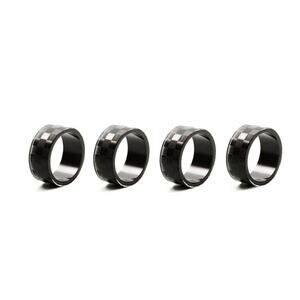 NEW Mackenzie-Childs Black Check Glass Napkin Rings, Set of 4